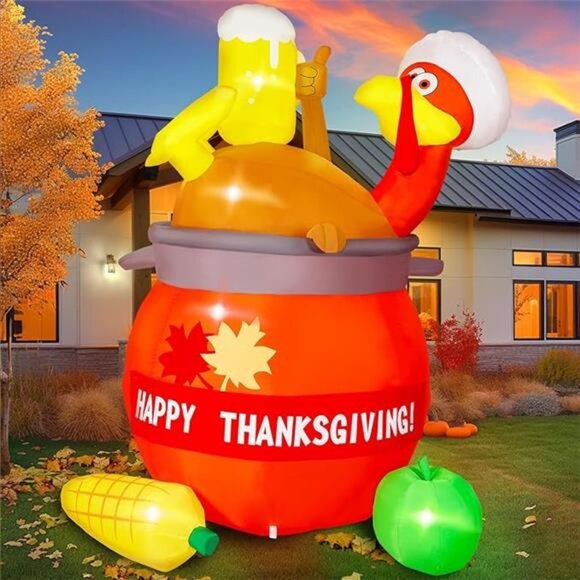 6FT Thanksgiving Inflatables Turkey Outdoor Decoration, Blow Up Yard - Picture 8 of 8